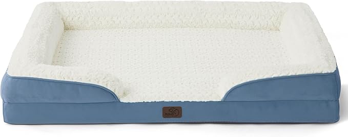 Bedsure XL Orthopedic Dog Bed for Extra Large Dogs - Washable XLarge Dog Cat Bed Waterproof, Comfort Dogs Couch Sofa with Washable Removable Cover, Pet Bed with Nonskid Bottom, Plush-Faded Denim, 42"