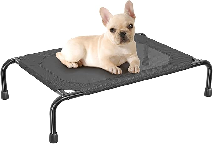 Simple Trending Raised Dog Bed for Small Dogs, Waterproof Elevated Dog Cot, Outdoor Cooling Pet Bed, 36.5" x 22.5", Black
