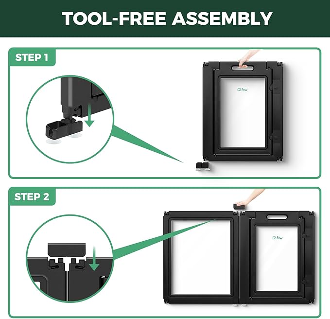 FXW AuraSpace Acrylic Indoor Unleashed Dog Playpen for Small and Medium Dogs, 30 Inch, 10 Panels, Black