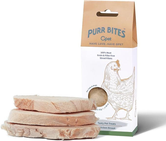 OPET Freeze Dried Chicken Cat Treats, Single Ingredient Grain Free High Protein Pet Food for Cats and Dogs, Healthy Training Snacks, Freeze Dried Cat Food (Chicken Breast, 1.48 Ounce)