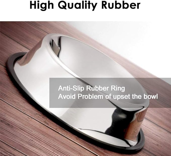 Stainless Steel Dog Bowls, 1.5 Cup/12oz Cat Bowl Water and Food with Rubber Base, Pet Bowls for Small Dogs, Cats, Puppy, Rabbit and Kitten, 3Pack