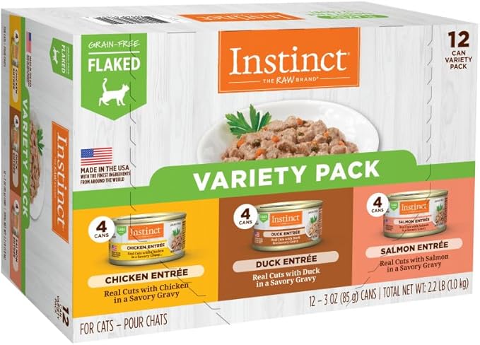 Instinct Flaked Entrée Wet Canned Cat Food - Variety Pack, 3 oz. Cans (Pack of 12)
