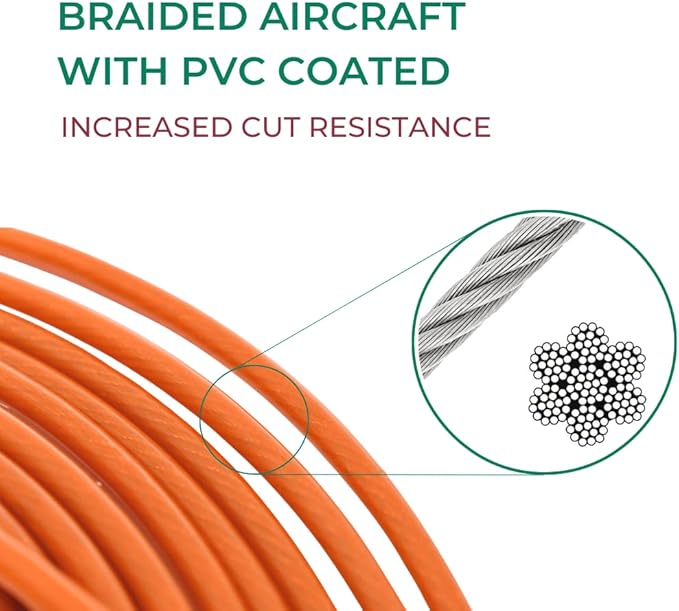 30FT Tie-Out Cables for Dogs - Strong, Safe, and Durable Dog Tie-Outs for Every Breed up to 125 Pounds - Weather and Wear Resistant Galvanized Aircraft Cable for Outside Use
