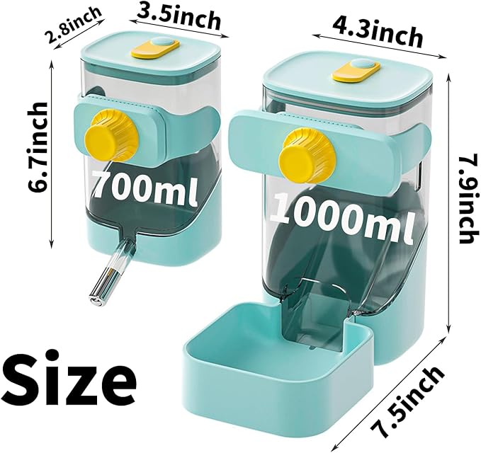 PODOO 34oz Rabbit Food Dispenser, Bunny Feeder Bowl, Large Hanging Automatic Pet Food Dispenser, Hanging Outside or Inside The Cage for Ferret Guinea Pig Rat Cat Puppy (Food)