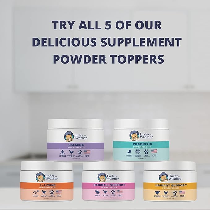 Under the Weather Pet Probiotics Powder for Cats | Vet Formulated Probiotic Supplement for Digestive Gut Health | Promotes Good Digestion & Immunity | Aids Occasional Diarrhea for Cats (2.54 Oz)