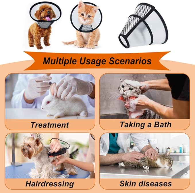 Vivifying Cat Cone Collar– Lightweight Soft Edge Recovery Cone for Small Cats, Adjustable Plastic Elizabethan Anti-Lick E-Collar for Post-Surgery Protection (S, Neck Fit Range 5.6-6.8Inches)