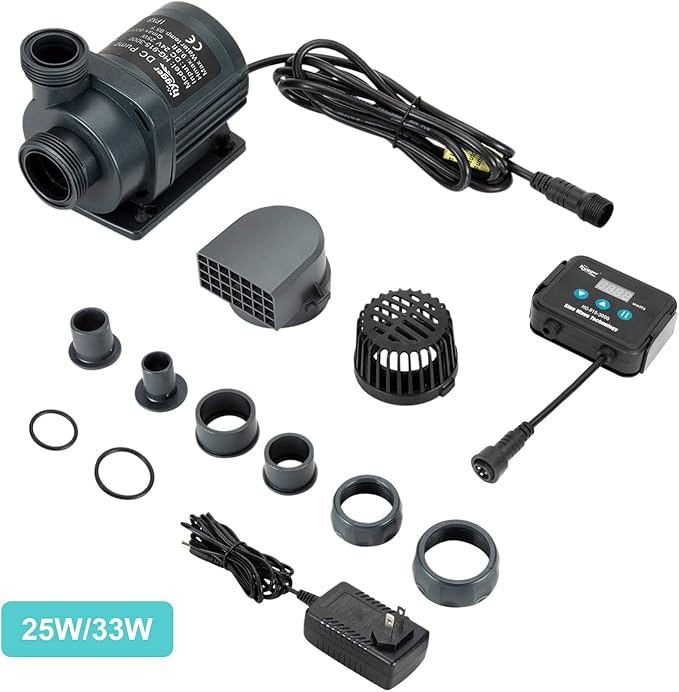 hygger 800GPH Quiet Submersible and External 24V Water Pump, with Controller (30%-100% Settings), Powerful Return Pump for Fish Tanks, Aquariums, Ponds, Fountains, Sump, Hydroponics (25W, 9.8ft)