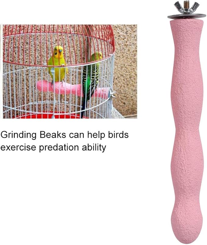 Bird Perch, and Beak Frosted Grinding Bar Standing Stick Cage Toy for Parakeet African Grey Cockatoo Budgies Cockatiel(L)