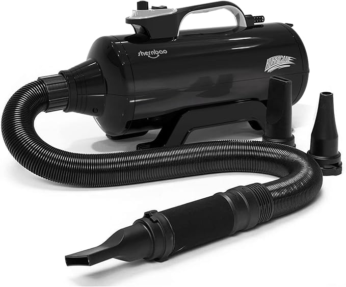 shernbao Dog Dryer High Velocity Professional Dog Pet Grooming Hair Drying Force Dryer Blower 6.0HP (DHD-2400T) (6.0HP, Jet Black)