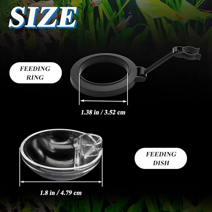Aquarium Fish Shrimp Feeding Dish Set, Shrimp Feeding Dish Set, Transparent Shrimp Feeding Adjustable Tube with Feeding Ring, Cleaning Brush for Fish Tank and Preventing Food Scattering (Small)