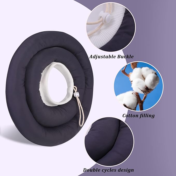 IDOMIK Dog Recovery Collar, Waterproof Soft Dog Cone After Surgery, Comfy Protective Elizabethan Collar Alternative for Dogs Cats, Adjustable Pet Neck Donut Cone Anti-Licking Biting Wounds,Grey,M