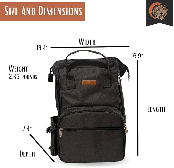 Tito's Closet Dog Travel Bag Includes Dog Travel Accessories 2-Pack Dog Travel Bowl, 2 Dog Food Containers, Dog Treat Bag (Black), DB2024