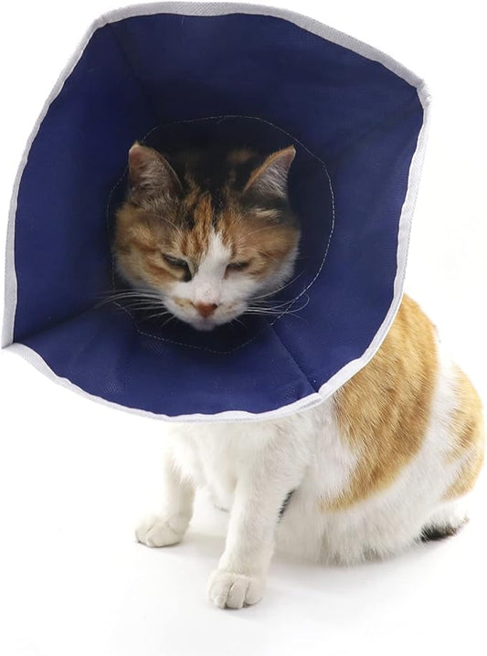 Soft Cat Recovery Collar Cat Cone E Collar Nonwoven Fabric Elizabethan Collar Loops-Protective Wound Healing Specially Designed for Cats and Puppies - Easy to Eat and Drink (M)