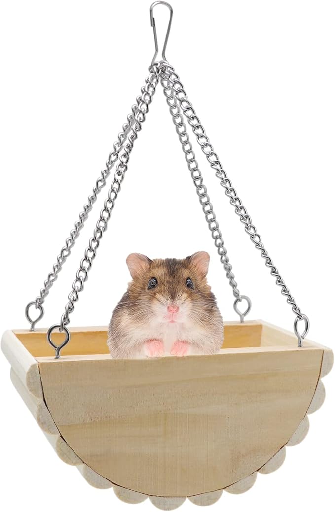 Hamster Wooden Swing Toy Hanging Bed for Gerbil Rat Mouse Dwarf Hamster