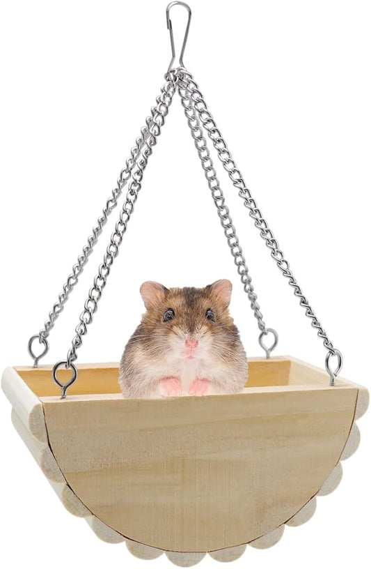 Hamster Wooden Swing Toy Hanging Bed for Gerbil Rat Mouse Dwarf Hamster