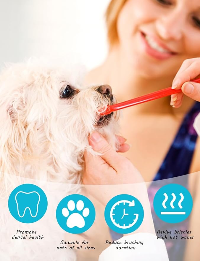 30 Pcs Pet Toothbrush Kit - Dual-Headed Toothbrush for Dogs & Cats - 10 Colors