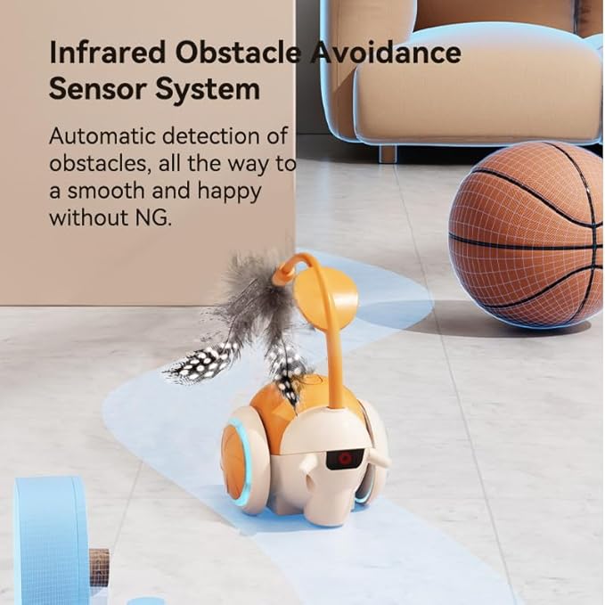 Cat Toys for Bored Indoor Adult Cats,Remote Control Cat Toy with 4 Directions,LED Lights Interactive Remote Control Dog Toy (Orange)