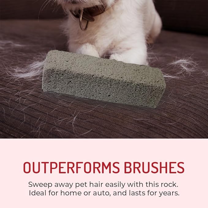 Pet Hair Remover Rock – 3 Pack Reusable Dog & Cat Hair Cleaner for Carpet, Upholstery & Auto Interiors – Easy Lint & Fur Removal Tool – No Roller or Brush