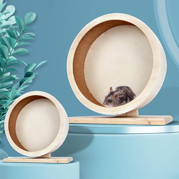 antiai Hamster Wooden Silent Wheel, 12 Inch Small Animal Exercise Wheel Accessories, Quiet Spinner Hamster Running Wheels Prevent Depression Toys for Hamsters, Gerbils, Mice and Other Small Pets (XL)