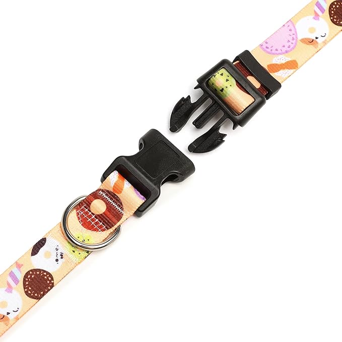 Mercano Adjustable Dog Collar - Special Design Patterns, Soft Nylon Comfortable Durable Pet Collar for Small Medium Large Dogs (XS, Beige Cookie)
