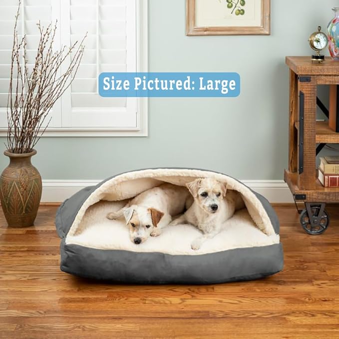 Snoozer Pet Products Luxury Rectangle Cozy Cave Dog Bed with Microsuede, Small, Anthracite