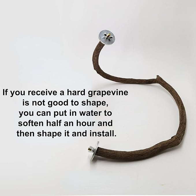 Parrot Perch Stand Bird Cage Stand Pole Natural Wild Grape Stick Grinding Paw Cage Accessories for Parakeet Cockatiels Budgies Conure Lovebirds Platform (S-Shaped)