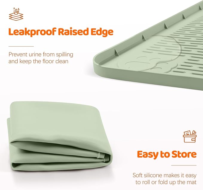 Pee Pads for Dogs, 40" x 28" Extra Large Reusable Dog Silicone Mat for Floor Protector, Washable Non-Slip Dog Training Pads for Potty Training (Green)