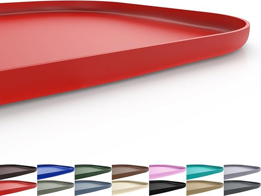 Silicone Pet Feeding Mat with Raised Edge for Food and Water, Dog Bowl Mats, Cat Bowls Placemat with High Lip for Floor Waterproof, Rubber Tray for Cats and Dogs 19 x 12 x0.7 Red