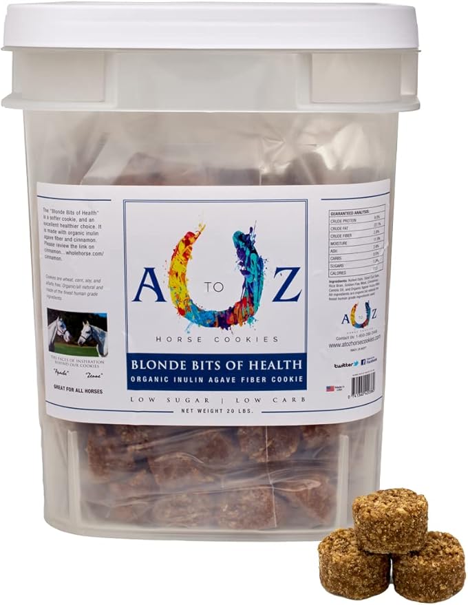 Horse Treats, Blonde Bits of Health, Low Carb/Sugar, A Softer Cookie, Wheat, Corn, Soy & Alfalfa Free, Made with Cinnamon & Agave, All Natural Ingredients, 20 lb