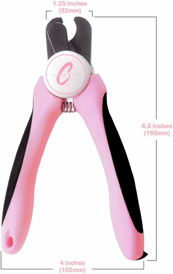 Pet Nail Clippers, Stainless Steel, Ergonomic Non Slip Design, Safe Home Pet Grooming for Cats and Dogs (Pink)