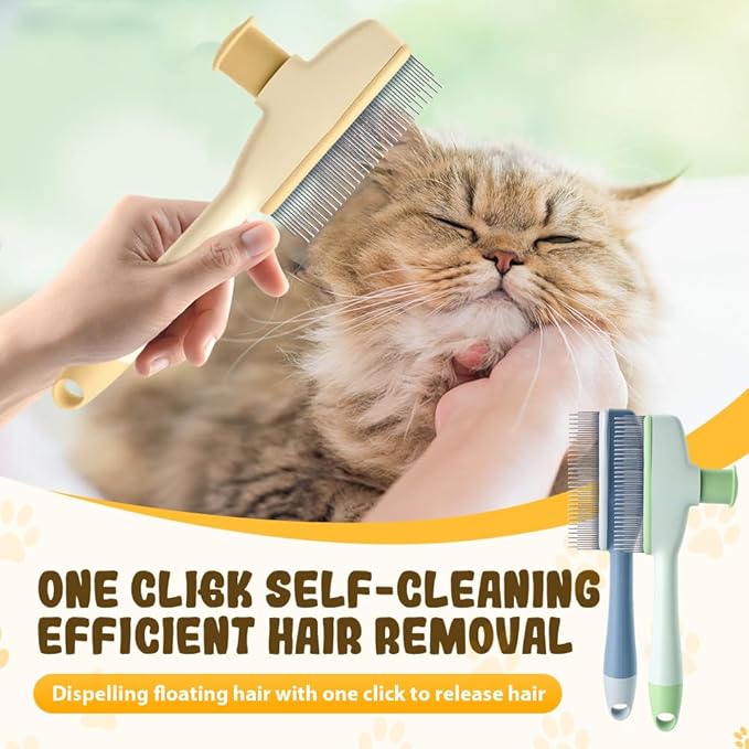 Pet Hair Removal Comb, 2025 New Flea Comb, Multifunctional Grooming Brush for Home Use, Portable Shedding Brush for Pet Owners (Yellow)