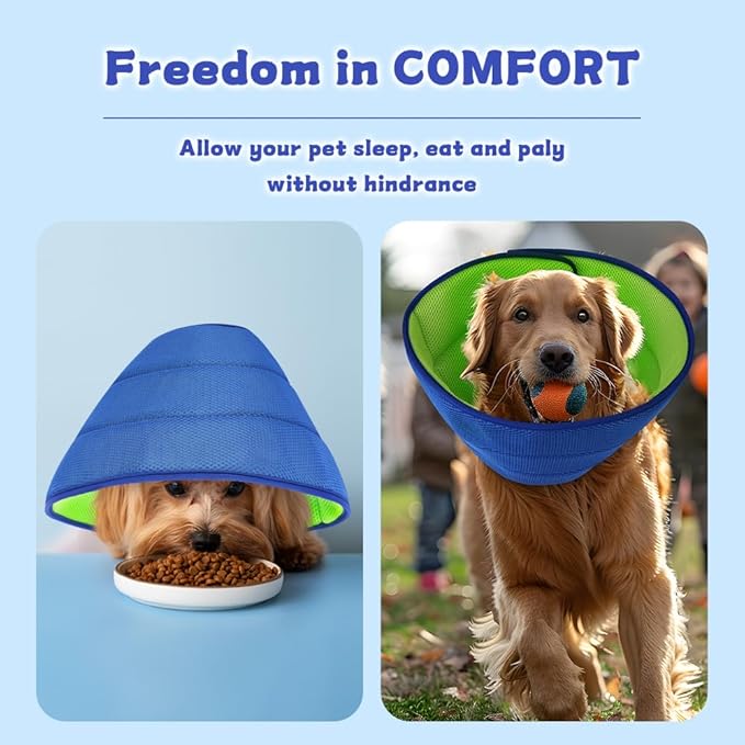 Soft Dog Cone Collar After Surgery Alternative for Dogs to Stop Licking, Comfy Collars for Large/Medium/Small Pet, Adjustable Elizabethan Neuter Recovery E Cones of Shame Neck & Head Ecollars, Cat