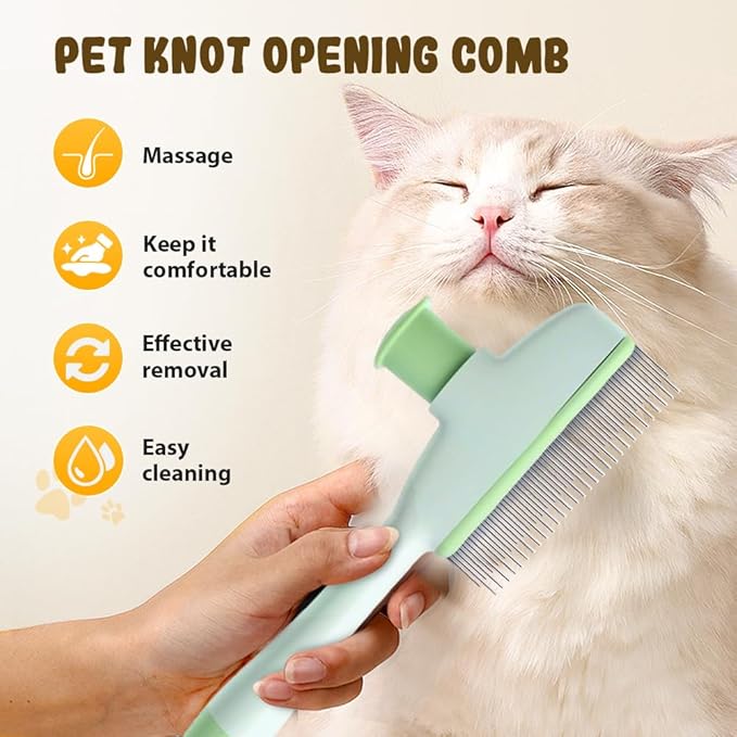 Pet Hair Removal Comb, 2025 New Flea Comb, Multifunctional Grooming Brush for Home Use, Portable Shedding Brush for Pet Owners (Yellow)