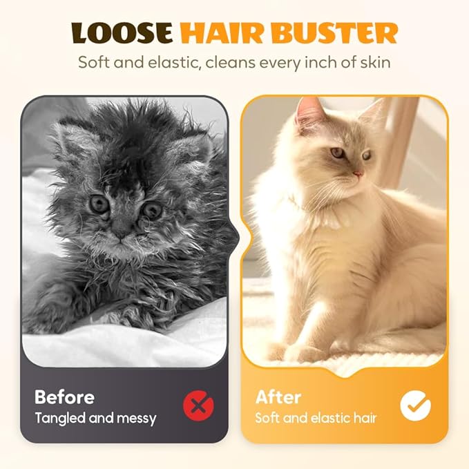 All-in-One Grooming Mist Glove for Pets, Cat Grooming Steam Gloves, Double Sided Pet Hair Remover Gloves for Clothes Furniture, Removal Glove Tool For Long Short Curly Dogs Cats Hair (Pink+Blue)