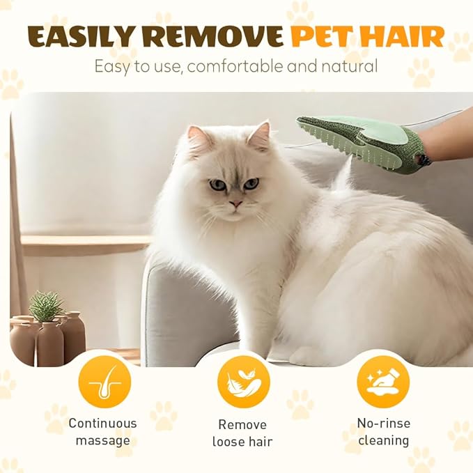 All-in-One Grooming Mist Glove for Pets, Cat Grooming Steam Gloves, Double Sided Pet Hair Remover Gloves for Clothes Furniture, Removal Glove Tool For Long Short Curly Dogs Cats Hair (Pink+Blue)