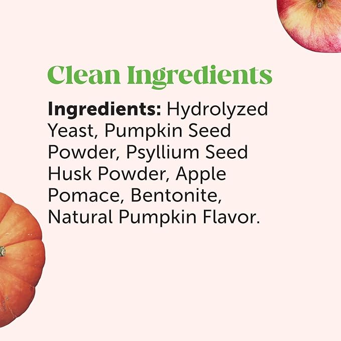 Pumpkin Fiber Powder Supplement for Dogs - All Natural Dog Probiotic with Psyllium Husk, Pumpkin Seeds and Apple Pectin for Healthy Digestion (90 Scoops)