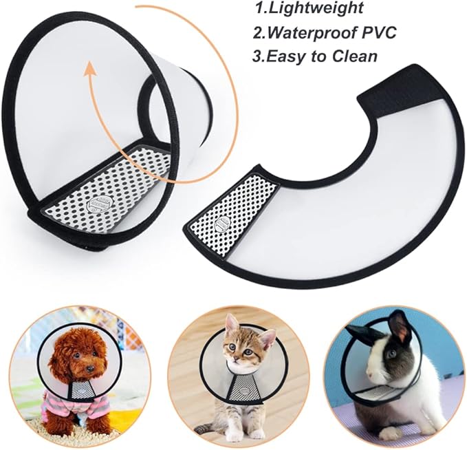 Vivifying Cat Cone Collar– Lightweight Soft Edge Recovery Cone for Small Cats, Adjustable Plastic Elizabethan Anti-Lick E-Collar for Post-Surgery Protection (S, Neck Fit Range 5.6-6.8Inches)