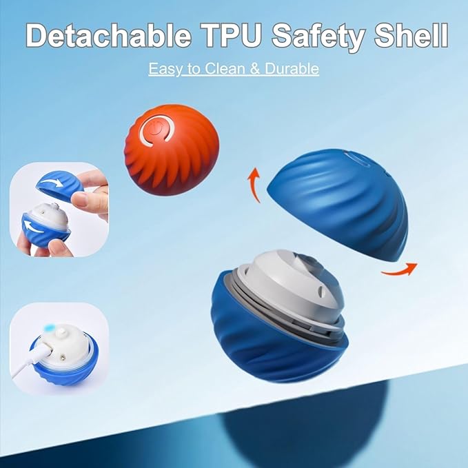 Zoomie Buddy 2.0, Zoomie Buddy for Dogs, 2 in 1 Smart Touch Interactive Dog Balls ＆ Pet Feeder, 2.83" Diameter, Suitable for Small/Medium Dogs, with Fruit Plush Cover (Orange, Pineapple)