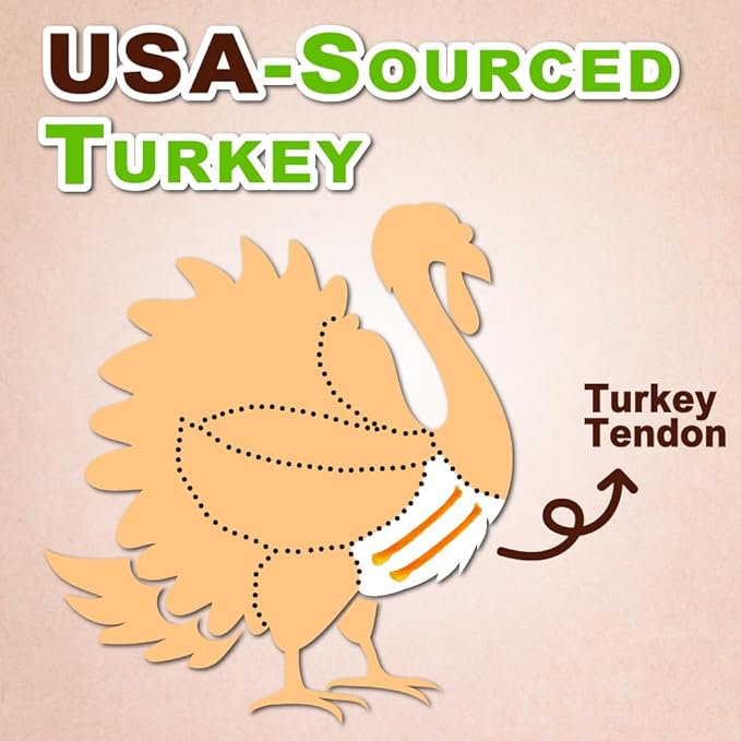 Afreschi Natural Turkey Tendon Bone (M) 20 Units/Box, Dog Treats for Signature Series, All Natural Human Grade Puppy Chew, USA-Sourced Turkey Tendon, Hypoallergenic, Rawhide Alternative