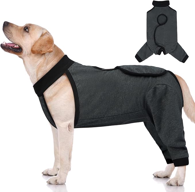 ROZKITCH Dog Surgery Leg Sleeve Rear Legs, Male Female Pet Prevent Licking Wound Elbow Knee Protector, Dog Recovery Suit Cone Collar Alternative Pants Shirt for Wound Heal Wrap Grey XL