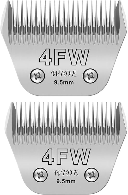 2pcs 4FW Wide Blades for Dog Grooming Blades Compatible with Andis,Oster A5,Wahl km10 Dog Clippers,Size-#4FW, 3/8-Inch Cut Length (9.5mm)(2pcs #4FW)