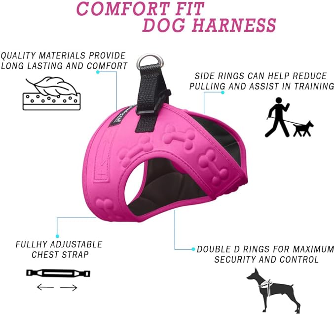 Comfort Fit Dog Harness No Pull No Escape Harness Adjustable Buckles Soft Padded Reflective Choke Step in Dog Vest with Easy Control Handle for Small Medium Large Dogs & Puppies