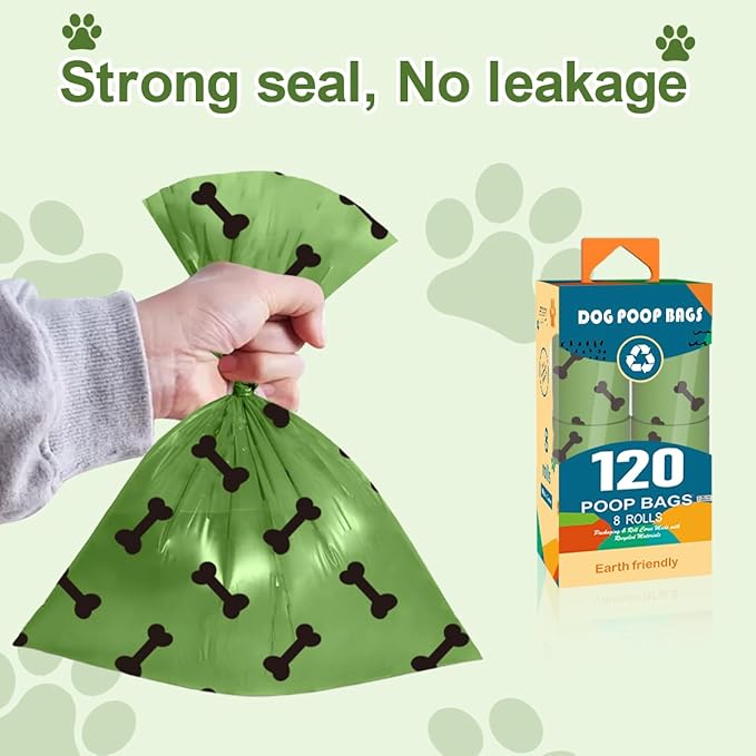 Green Dog Poo Bags Lavender scent -120 Large Biodegradable Poop Bags, Extra Thicken Strong Corn Starch Blended Compostable Leak Proof Poop Waste Bag for Dogs