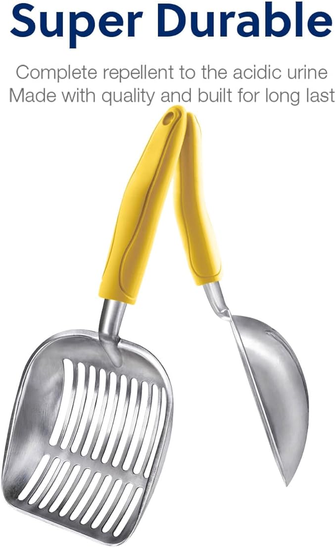 WePet Cat Litter Scoop, Aluminum Alloy Sifter, Kitty Metal Scooper, Deep Shovel, Long Handle, Poop Sifting, Kitten Pooper Lifter, Durable, Heavy Duty, for Litter Box