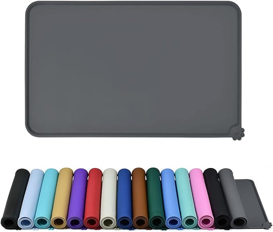 Waterproof Pet Feeding Mat with High Raised Edges, Heavier and Thicker Placemats for Cat Dog Water Bowl with BPA Free, Dogs Cats Food Mats for Messy Drinkers to Prevent Spill and Protect Floors