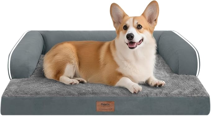 Dog Bed Medium Size Dog-Orthopedic Waterproof Bed for Dogs,Foam Couch Sofa with Washable Removable Cover & Non-Slip Bottom-Dark Grey