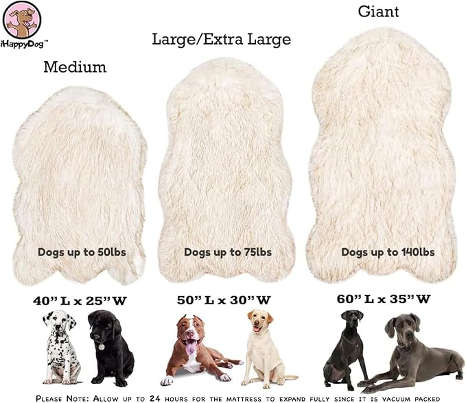 IHAPPYDOG Luxury Faux Fur Orthopedic Dog Bed, Memory Foam Dog Bed for Small, Medium, Large and XL Pets, Fluffy Pet Bed with Waterproof and Washable Cover (Brown, 40"x25")