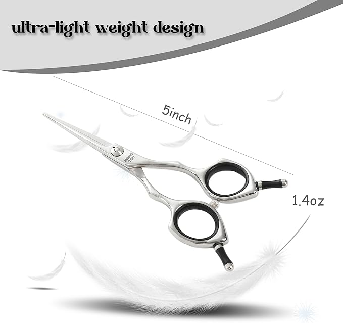 Dog Grooming Scissors 5 inch Small Straight Scissors Super Light Professional 440C Stainless Steel Pet Shears for Trimming Face and Paws Nose Ear Easy Use.