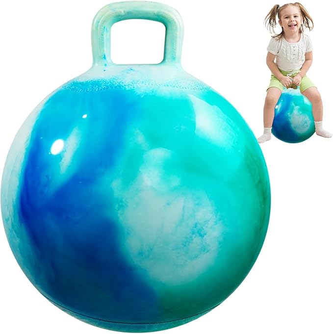 INPODAK Hopper Ball 22 Inch Bouncy Ball with Handle for Kids, Hippity Hop Jumping Bounce Hopping Toy for Boys Girls Ages 7-12 with Pump and Gift Box Great Gift for Birthday Holiday