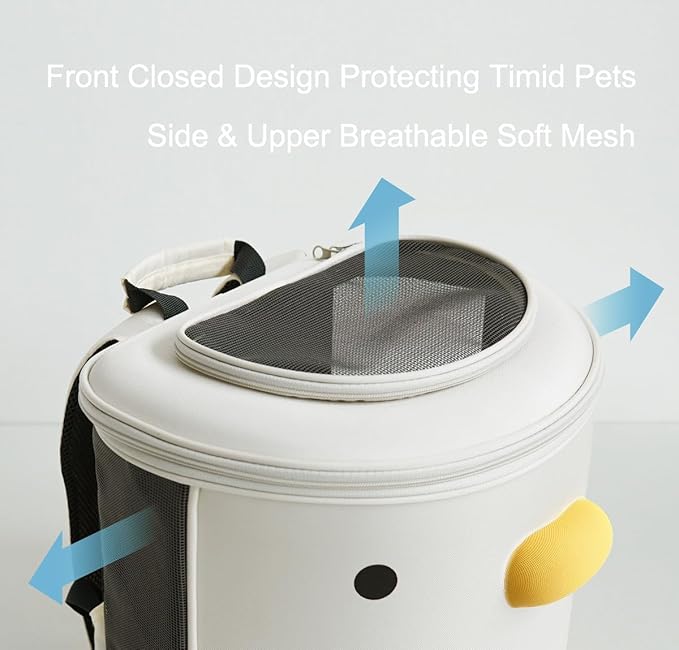 PURROOM Cat Carrier Backpack, Pet Backpacks for Carrying Small Dogs, Cute Design. Upper Cover & Side Ventilation Soft Mesh & Safety Straps. Used for Travel, Hiking, Car, Go to Vet, Outdoor.